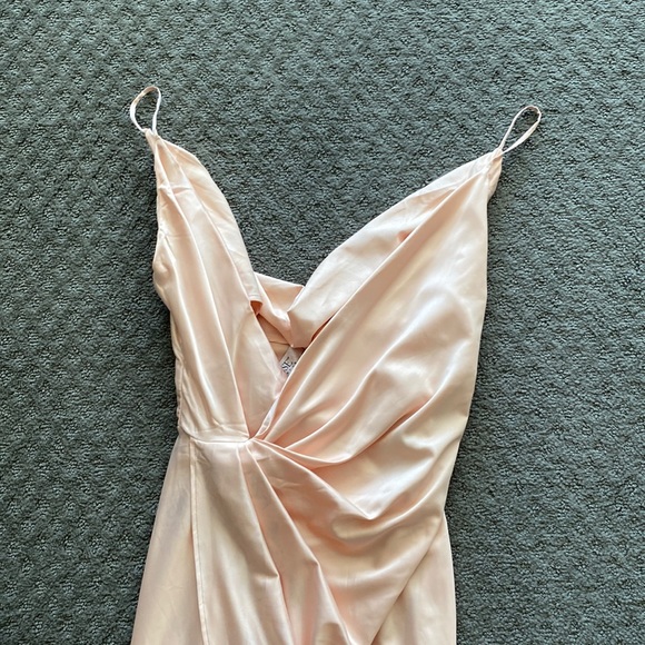 House Of CB, 'Coco' Beige Satin Drape Back Dress, Size S - Picture 6 of 15